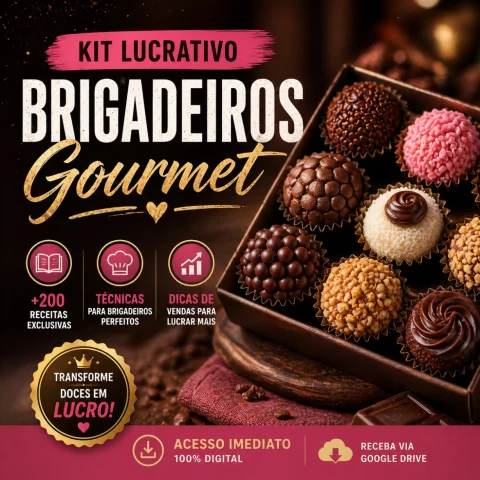 Kit Lucrativo de Brigadeiros Gourmet com +200 Receitas Exclusivas (Download Imediato)