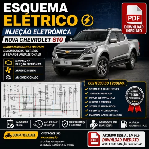 Esquema Elétrico Injeção Eletrônica – Chevrolet S10 Nova Geração | PDF Download Imediato
