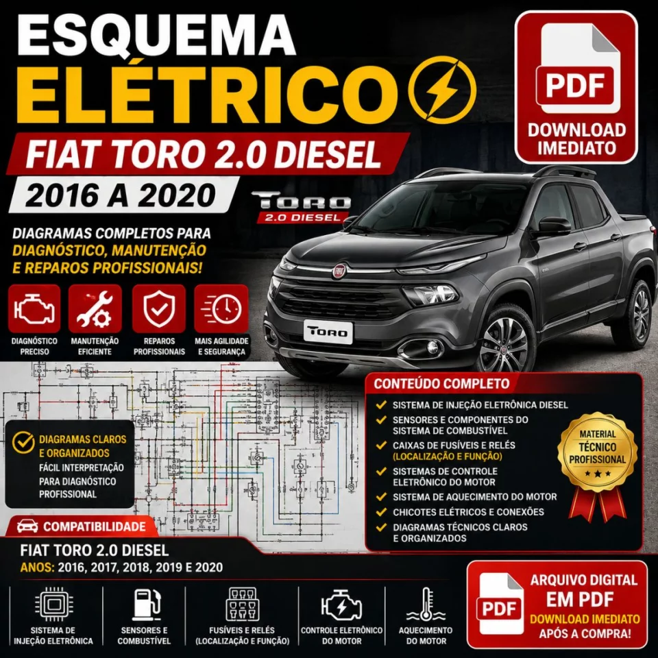 Esquema Elétrico Completo – Fiat Toro 2.0 Diesel (2016 a 2020) | PDF Download Imediato