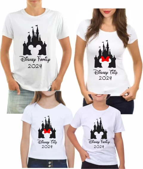 Kit com 4 camisetas Personalizadas Disney, Mickey, Minnie