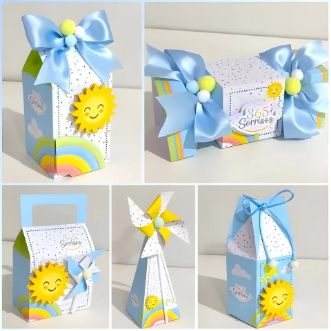 Kit Personalizado 365 Sorrisos Azul 3d Arquivo Digital Festa Infantil