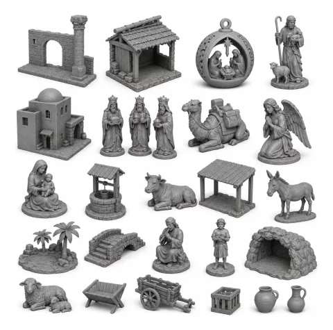 Pack +170 Arquivos STL Presépios Natalinos para Impressão 3D