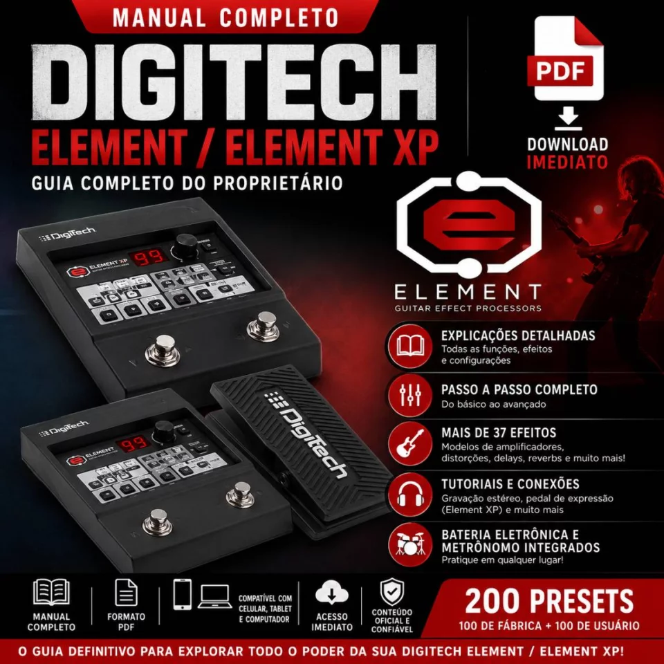 Manual DigiTech Element / Element XP Em PDF – Guia Completo Pedaleira Guitarra