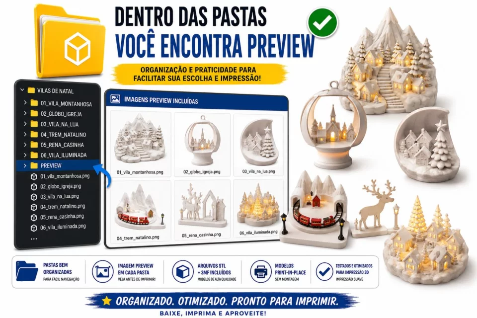 Pacote de arquivos vilas do papai noel para imprimir na impressora 3D
