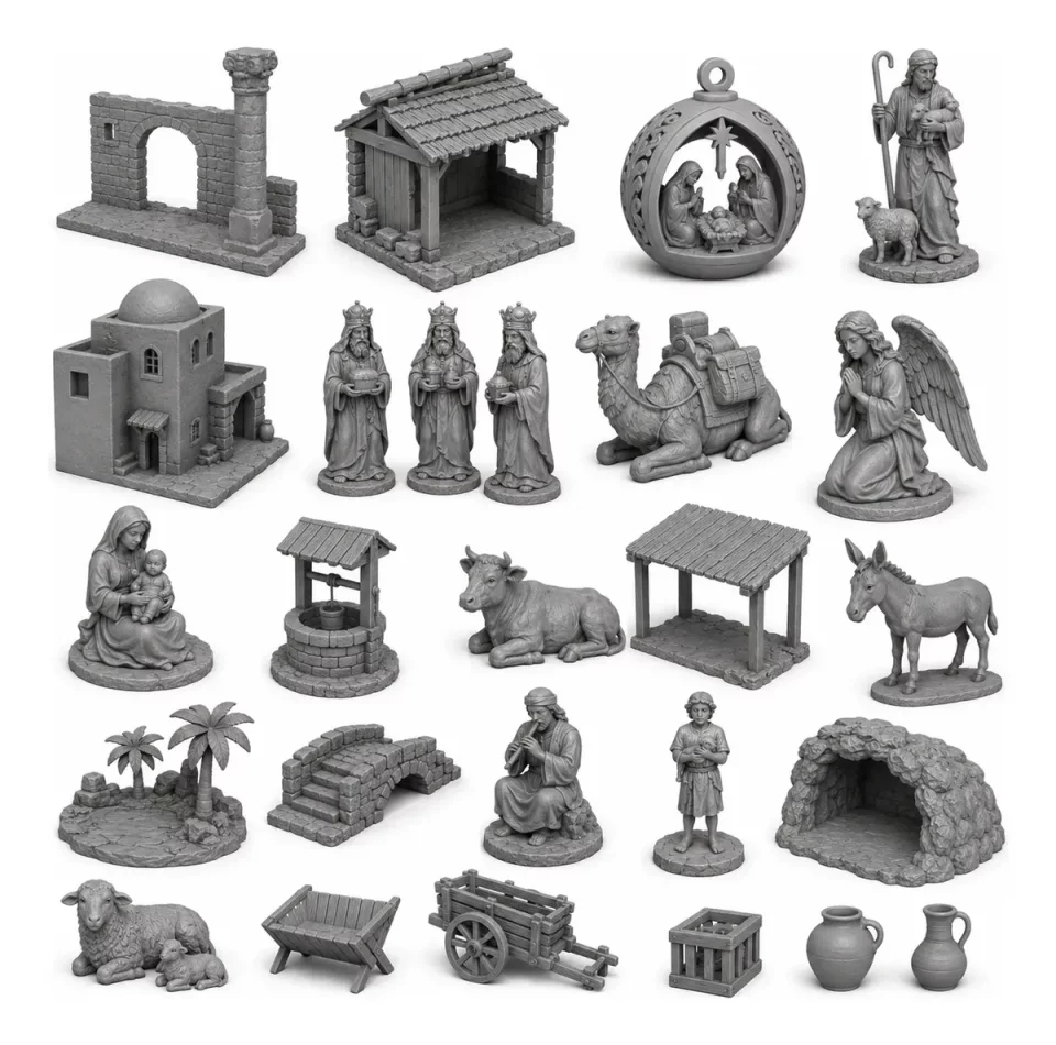 Pack +170 Arquivos STL Presépios Natalinos para Impressão 3D