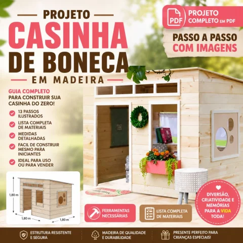 Projeto Casinha de Boneca Infantil em Madeira – Guia Completo em PDF
