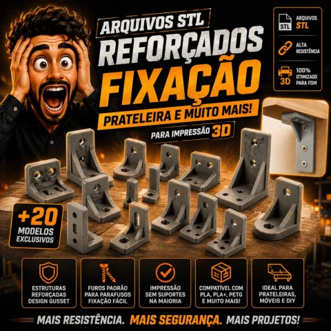 Arquivos STL Reforçados para Suportes e Prateleiras | L Brackets para Impressão 3D