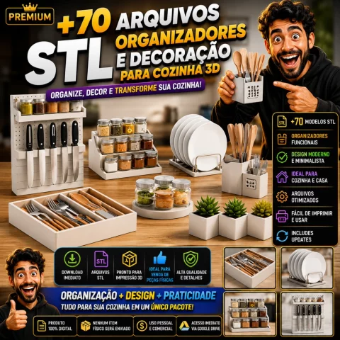 Arquivos STL Organizadores e Decoração para Cozinha 3D | +70 Modelos