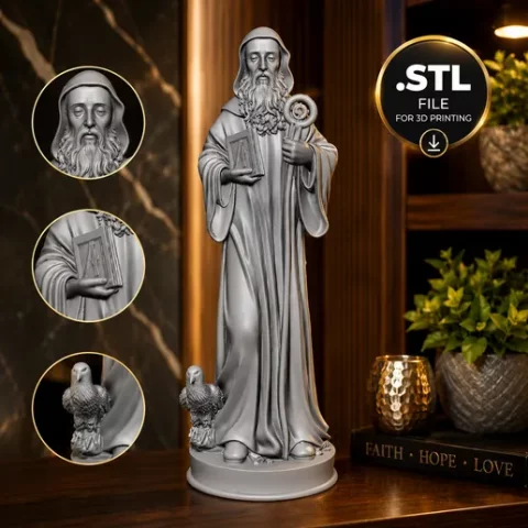 Estátua de São Bento – Arquivo STL para Impressão 3D 1