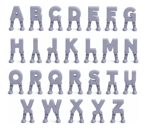 Alfabeto Articulado STL A–Z | Letras com Pernas Móveis para Impressão 3D 4