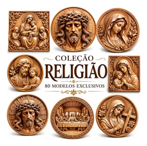 Pacote Premium com +80 Arquivos STL Religiosos Cristãos para CNC Router e Impressão 3D