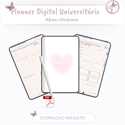 Planner Digital Universitário Abas clicáveis 1