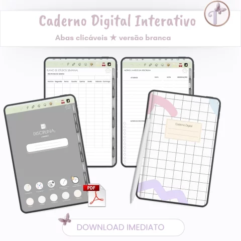 Caderno Digital minimalista branco - Abas Clicáveis 1