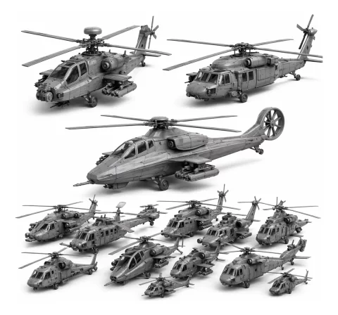 Mega Pacote STL +20GB: Helicópteros e Veículos Militares para Impressão 3D
