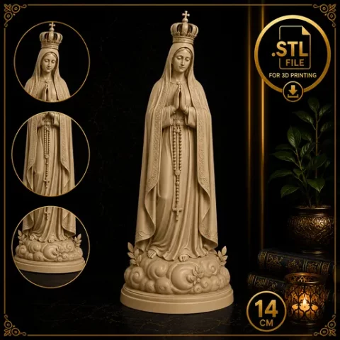 Nossa Senhora de Fátima – Arquivo STL para Impressão 3D