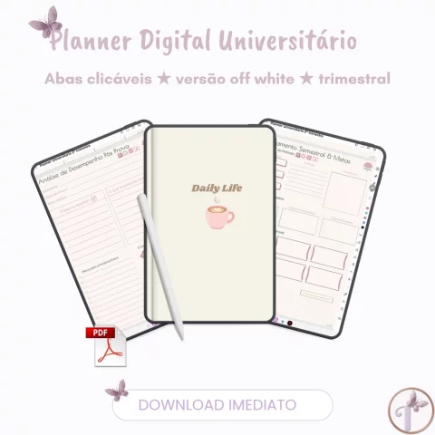 Planner Digital 2026 3° Trimestre universitário - Arquivo PDF - Download Imediato - Julho, Agosto e Setembro - planner para estudante