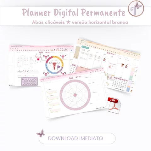 Planner Digital 2026 Horizontal Minimalista PDF Interativo