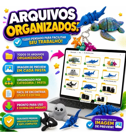 Pack +20 Arquivos STL/3MF: Chaveiros Marinhos Flexíveis (Impressão 3D) 3
