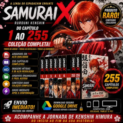 Coleção Samurai X (Rurouni Kenshin) Completo: Capítulos 1 ao 255 (Mangá Digital em PDF)