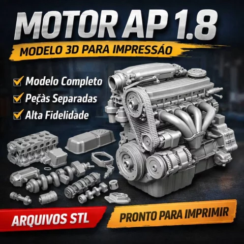Arquivo STL Motor AP 1.8 Completo: Miniatura e Peças para Impressão 3D