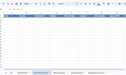Planilha Controle Financeiro para Uber, 99 e InDrive | Ganhos, Custos, Combustível e Manutenção