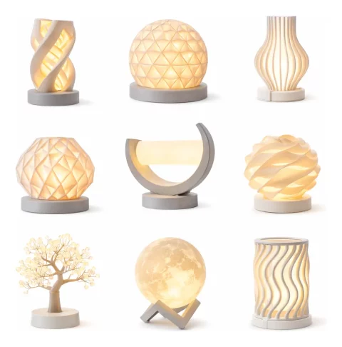 Pack 130 Luminárias STL para Impressão 3D | Modelos Modernos e Decorativos (STL + 3MF) 1