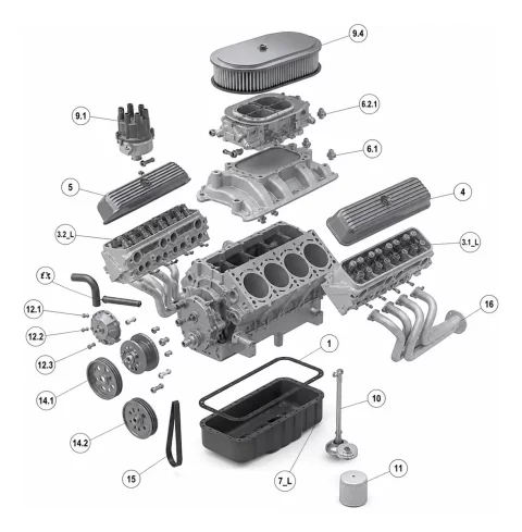 Pack Arquivos STL Motor Edelbrock V8 Alta Resolução 1:10 – Impressão 3D (3 Versões Inclusas)