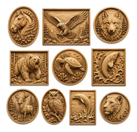 Mega Pack +250 Arquivos STL: Relevos de Animais para CNC Router e Impressão 3D