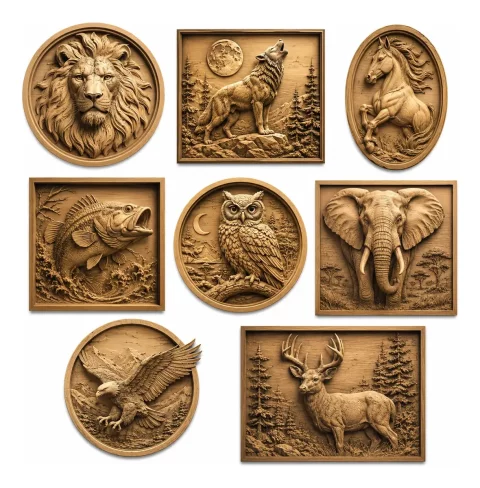 Mega Pack +250 Arquivos STL: Relevos de Animais para CNC Router e Impressão 3D