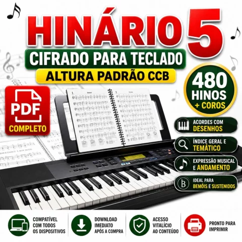 Hinário 5 Cifrado para Teclado – Altura Padrão CCB (PDF Completo)