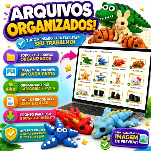 Pack +50 Chaveiros Animais Flexíveis e Articulados STL + 3MF – Impressão 3D 5