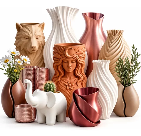 Pack +50 Vasos Modernos e Decorativos STL – Impressão 3D (Modo Vaso / Spiral Outer Contour)