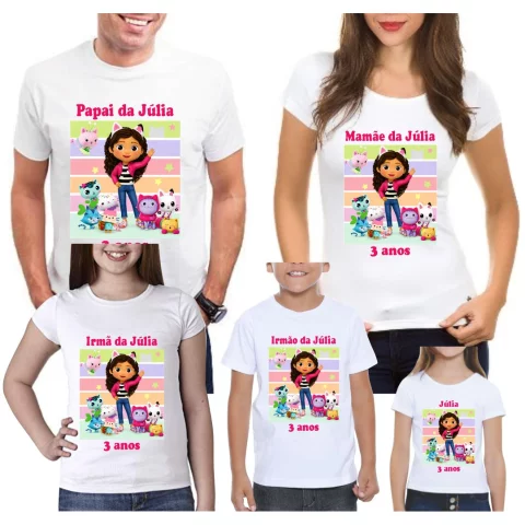 Kit Camisetas Personalizadas Aniversário Casa Mágica Gabby