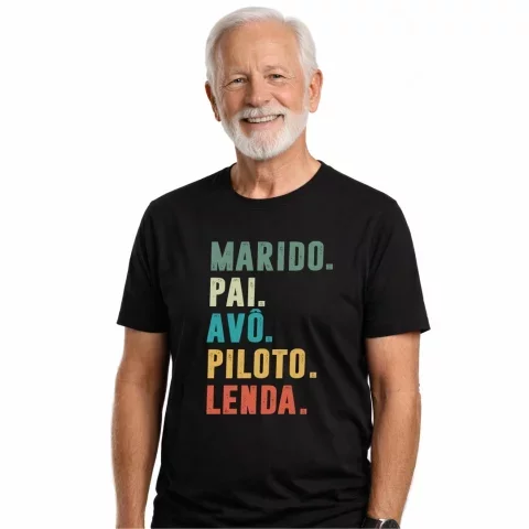 Camiseta Para o dia dos Pais / Marido Pai Avô Piloto Lenda Masculina / Dia dos Pais