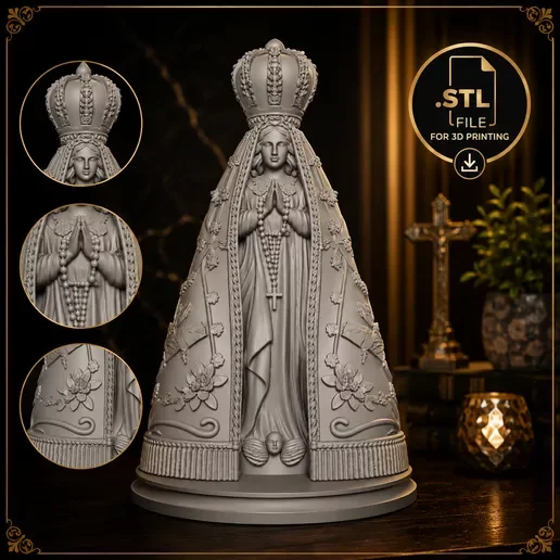 Nossa Senhora Aparecida – Arquivo STL para Impressão 3D