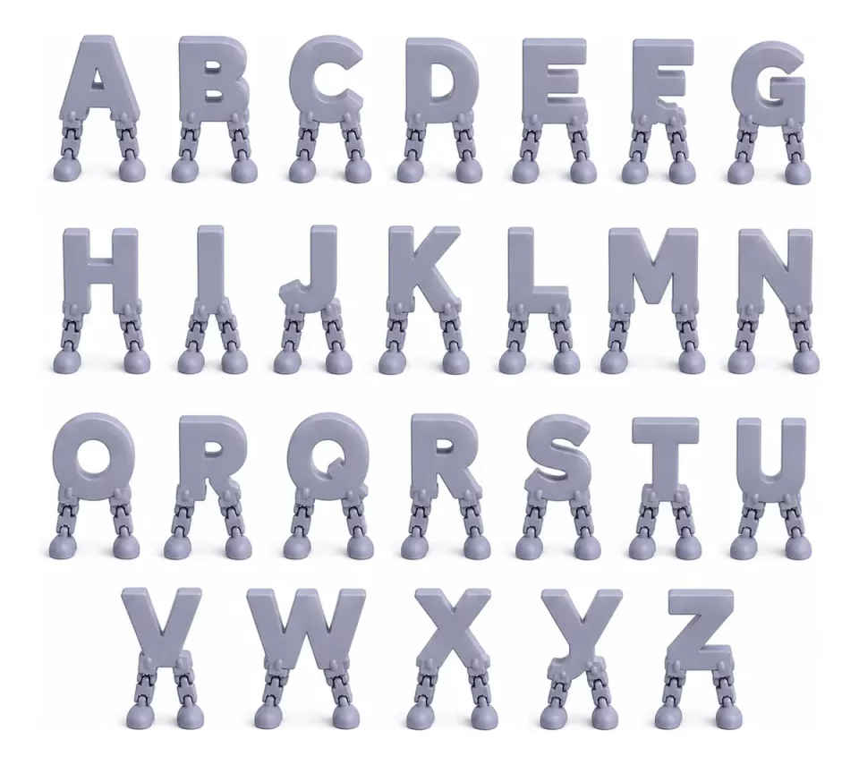 Alfabeto Articulado STL A–Z | Letras com Pernas Móveis para Impressão 3D