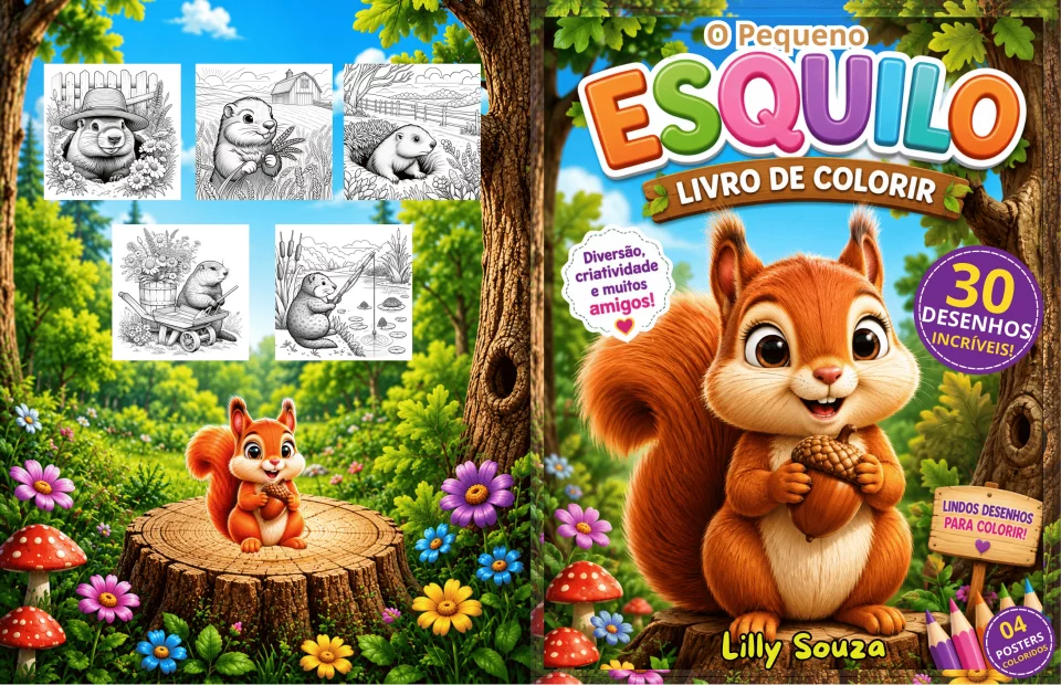 Livro de Colorir O Pequeno Esquilo
