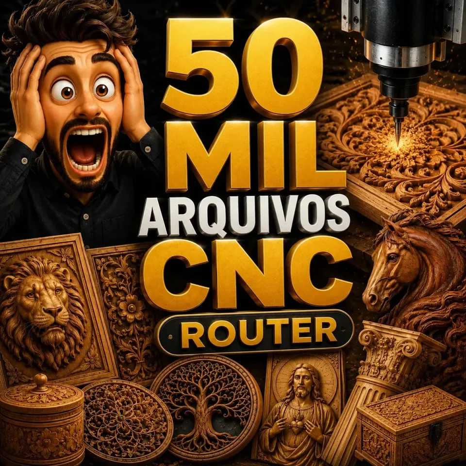 🚀 Mega Pacote 50.000 Arquivos STL para CNC Router e Impressão 3D