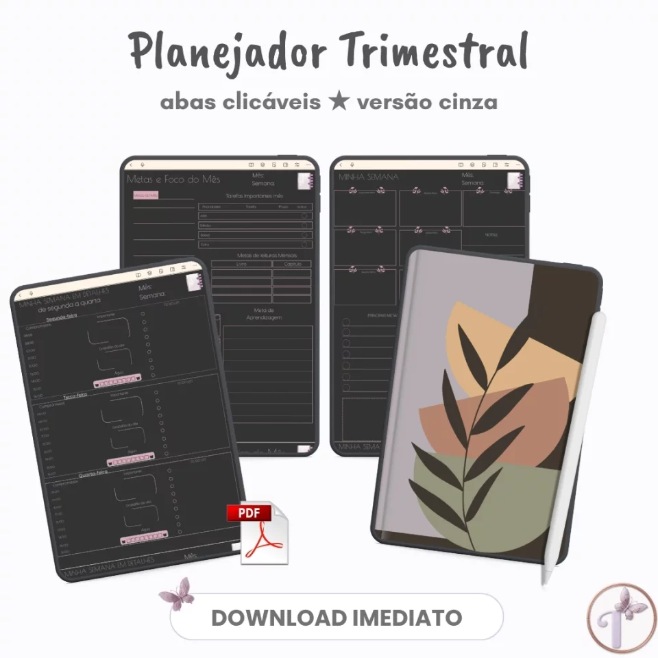 Planner Digital 2026 3° Trimestre não Datado Permanente - Arquivo PDF - Download Imediato - Julho, Agosto e Setembro
