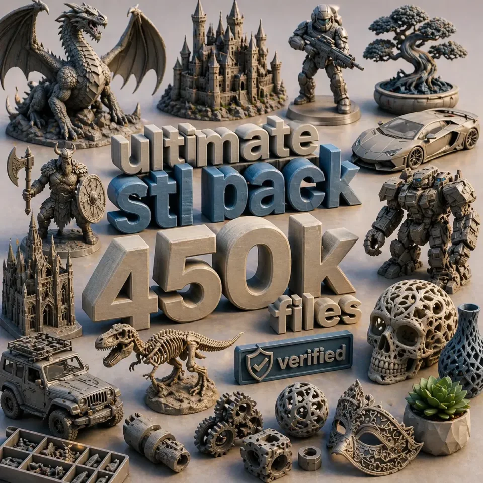 Mega Pacote STL 3D Premium: +450.000 Modelos (110TB de Conteúdo)
