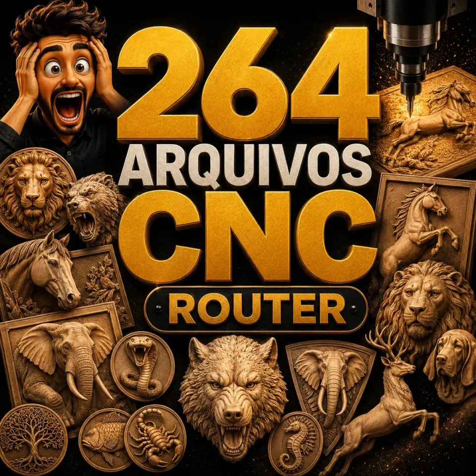 Pack Arquivos STL para CNC Router: Animais, Peixes e Flora (Alto Relevo)