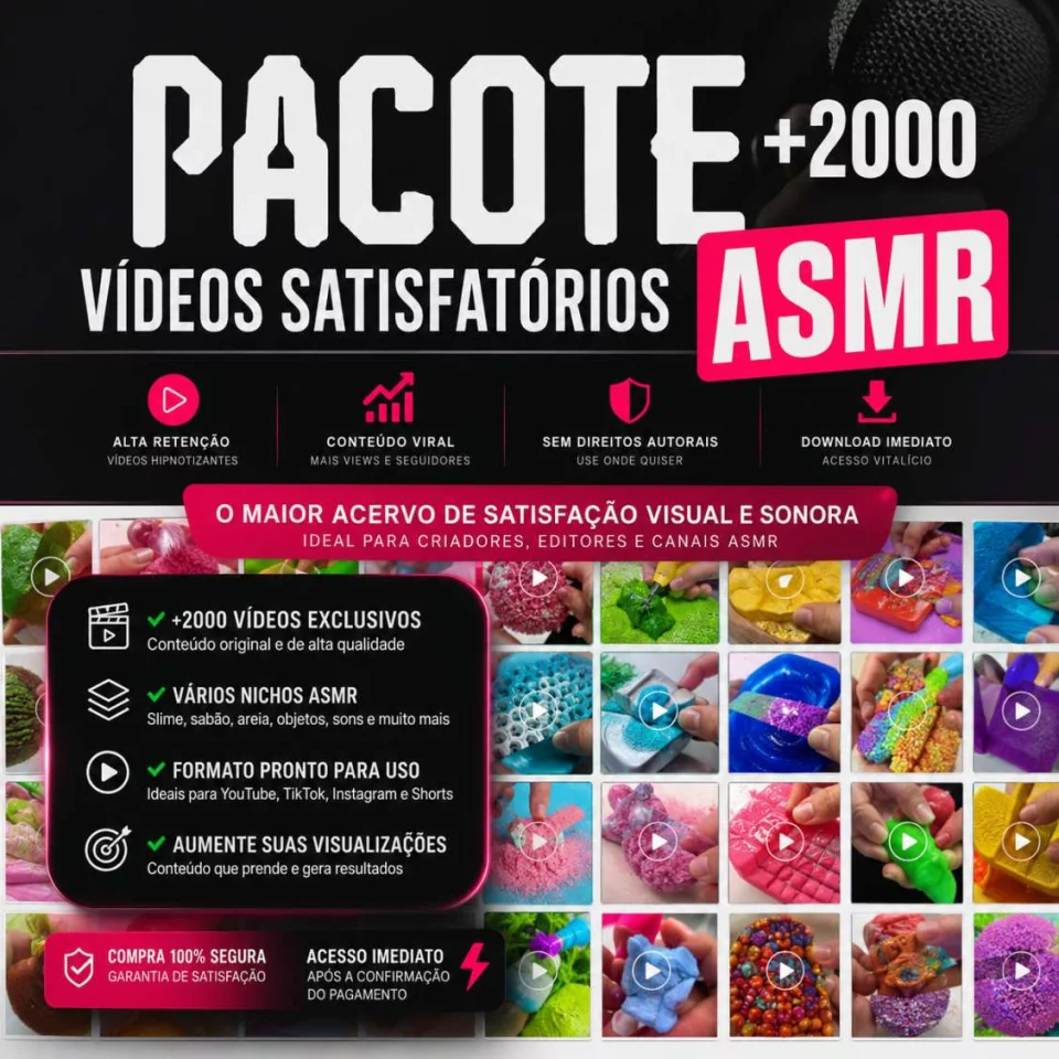 Pack +2.000 Vídeos Virais Satisfatórios, ASMR e Fundo Dark – TikTok, Reels e Shorts