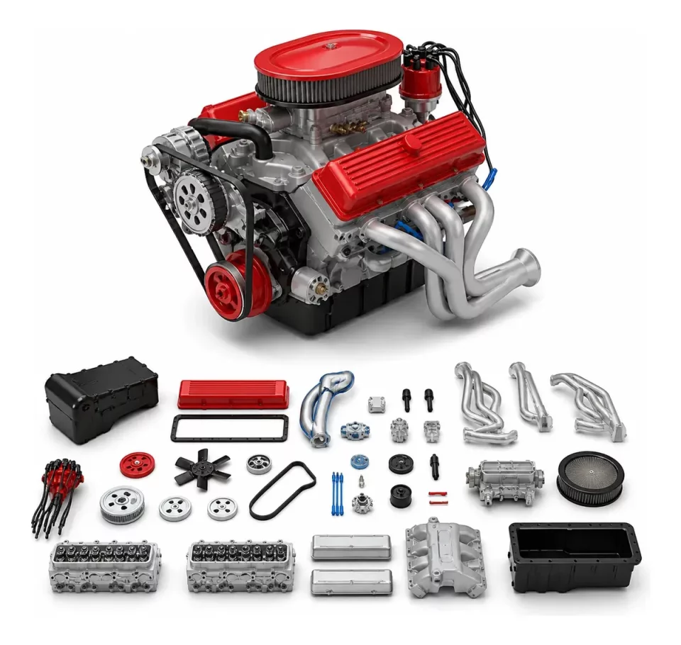 Pack Arquivos STL Motor Edelbrock V8 Alta Resolução 1:10 – Impressão 3D (3 Versões Inclusas)