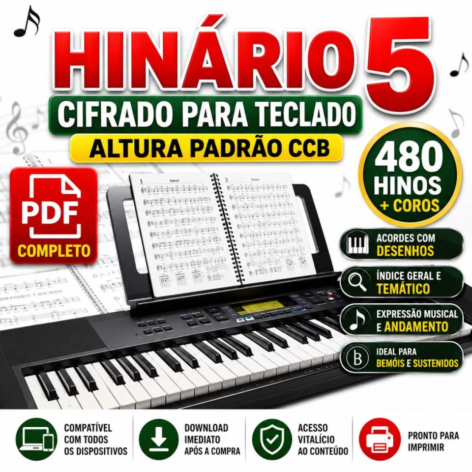 Hinário 5 Cifrado para Teclado – Altura Padrão CCB (PDF Completo)