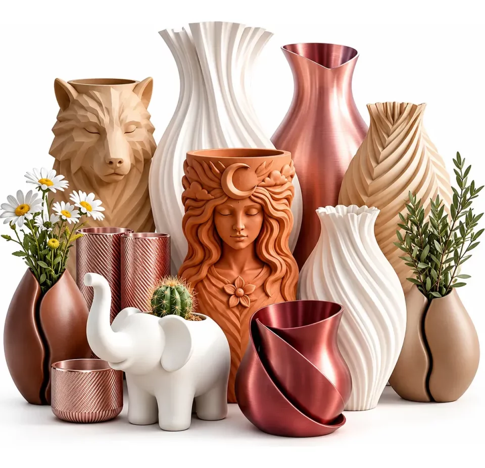 Pack +50 Vasos Modernos e Decorativos STL – Impressão 3D (Modo Vaso / Spiral Outer Contour)