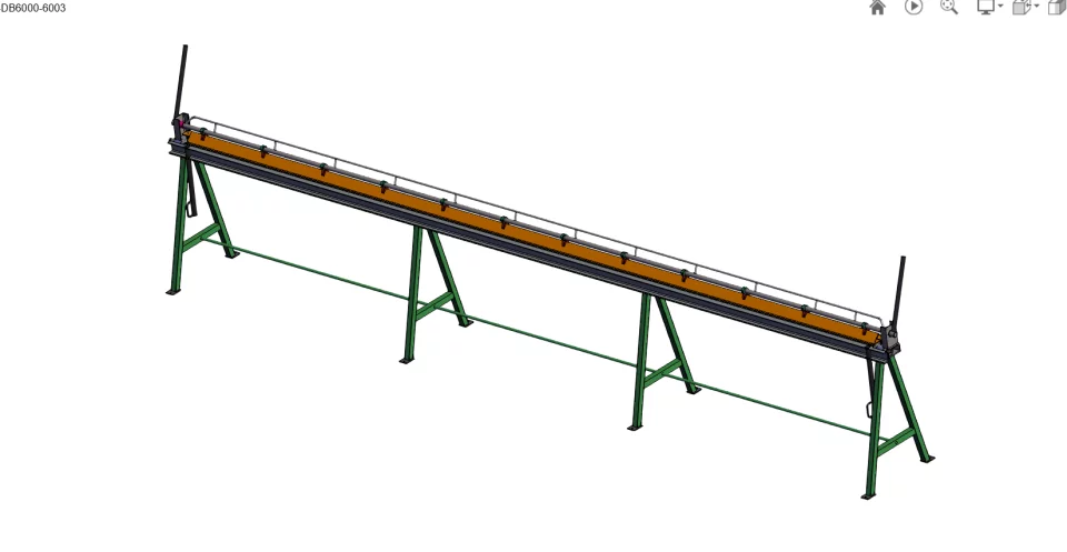 Projeto Viradeira de Calhas 6 Metros – Plantas Técnicas em PDF + DWG + Modelo 3D | Dobradeira Manual para Chapas