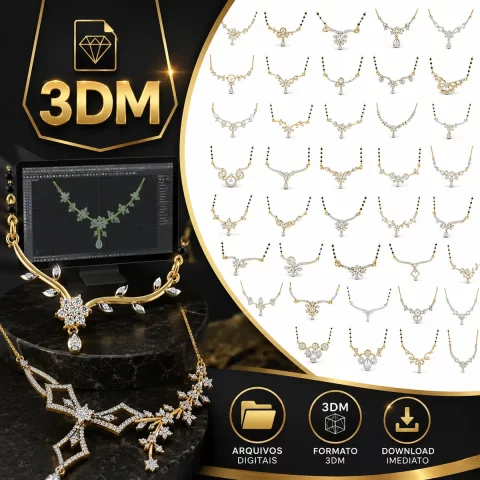 Pack 470 Arquivos CAD 3DM Colares e Conjuntos de Joias (Rhino / MatrixGold – 14.3 GB)