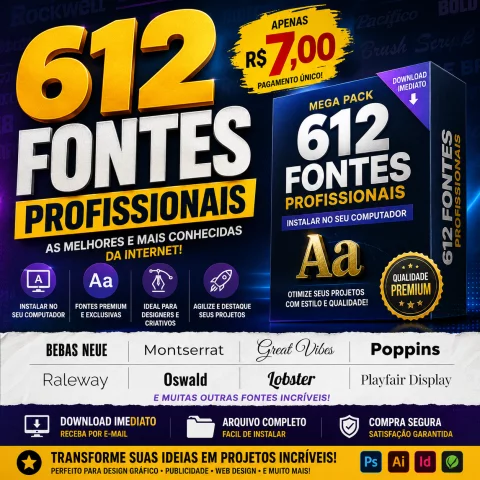 Pacote de 612 fontes profissionais para computador ( Baixar)