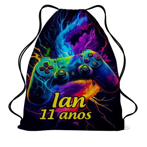 MOchila Saco Personalizada Game Aniversário e eventos tamanho 30x40