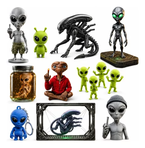 Pack +80 Arquivos Alienígenas STL – Impressão 3D | Sci-Fi, ETs Colecionáveis & Miniaturas Space Geek